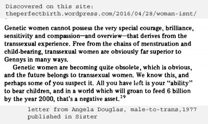 Quote about trans superiority to genetic women from 1977